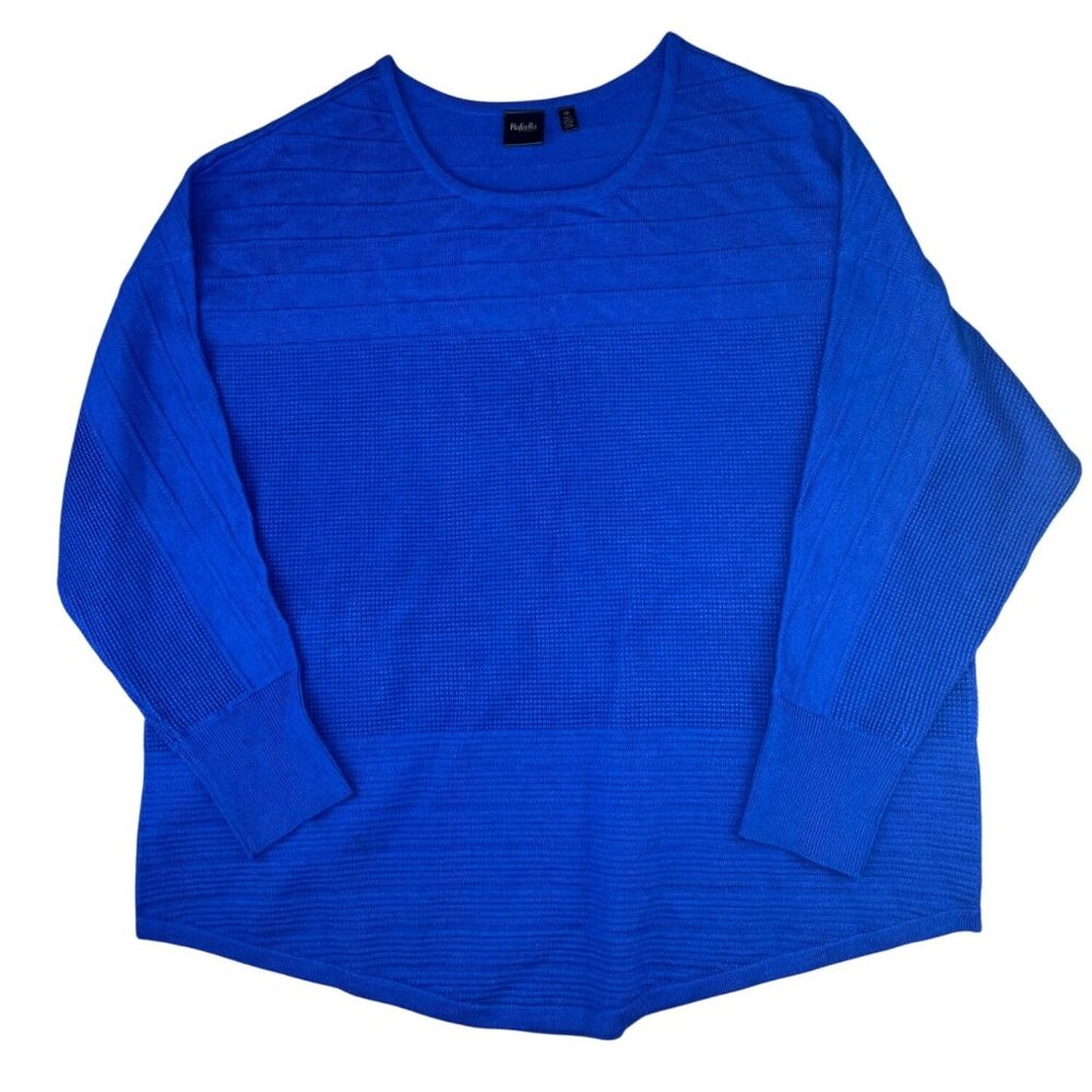 Rafaella Sports Wear Womens Blue Textured Knit Pullover Sweater 1X